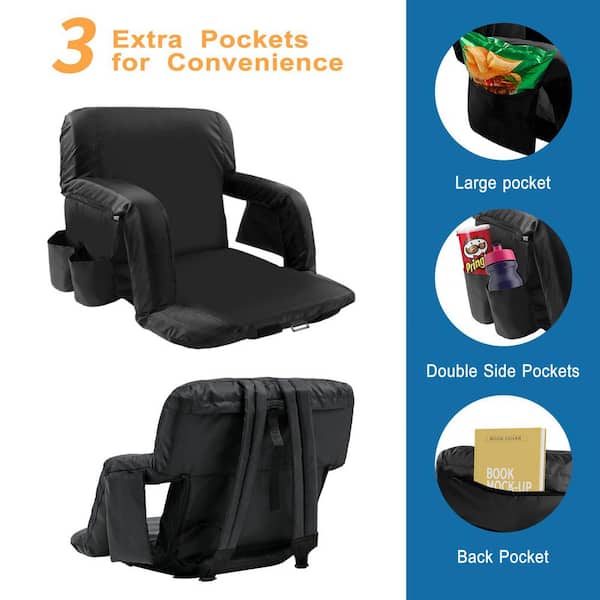 BOZTIY 6 Reclining Positions Stadium Seats Chair with Padded Cushion Chair  Back And Armrest Support (2-Pack) HWLX220211152@ - The Home Depot