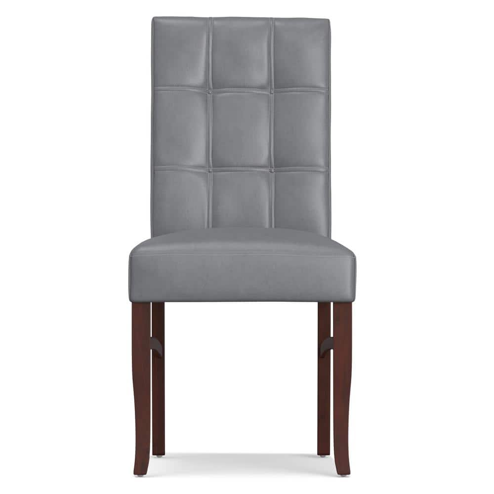 Stone Gray Faux Leather Upholstered Parsons Dining Side Chair