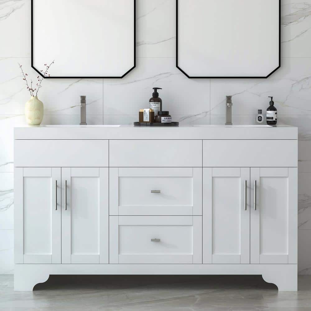HOMEVY STUDIO Agnea 60 in. W x 21 in. D x 35 in. H Double Sink