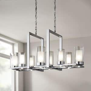 Samantha 60-Watt 8-Light LED Chrome Chandelier with Clear and Frosted Shades