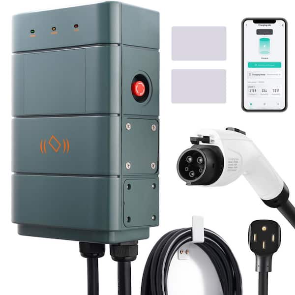 SVOPES Level 2 EV Charging Station with Adjustable 0-40 Amp Current 9.6 kW 240-Volt NEMA 14-50 Plug with WiFi 22 ft. TPE Cable