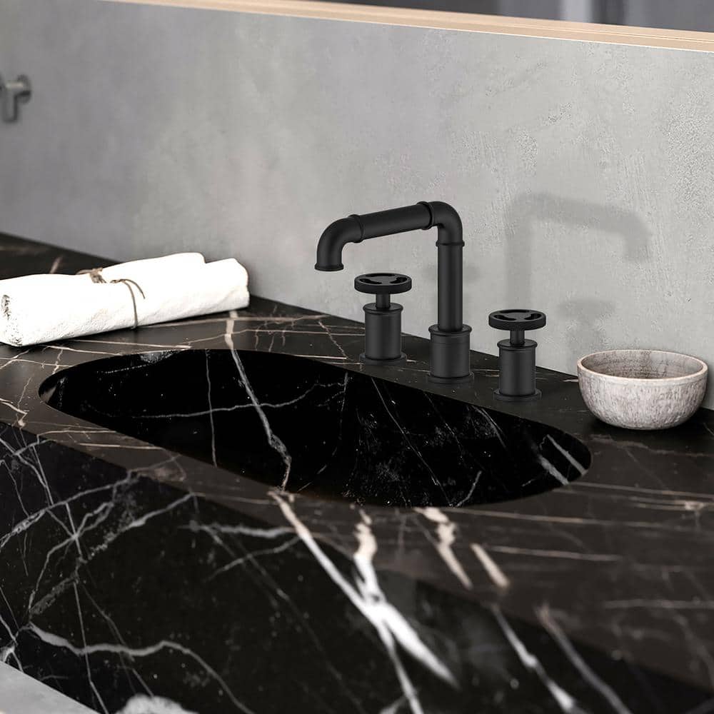 Avallon Matte Black Double-Handle Widespread Bathroom Faucet