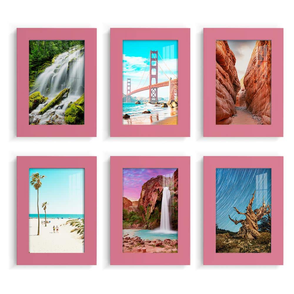 Wexford Home Modern 5 in. x 7 in. Hot Pink Picture Frame (Set of 6) WF013C6 The Home Depot