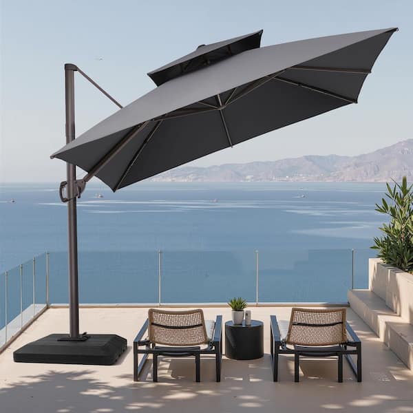 dark gray patio umbrella Abba Table Market Transform your patio or cantilever area with this patio cantilever umbrella HOMLUX 10' Patio Umbrella with