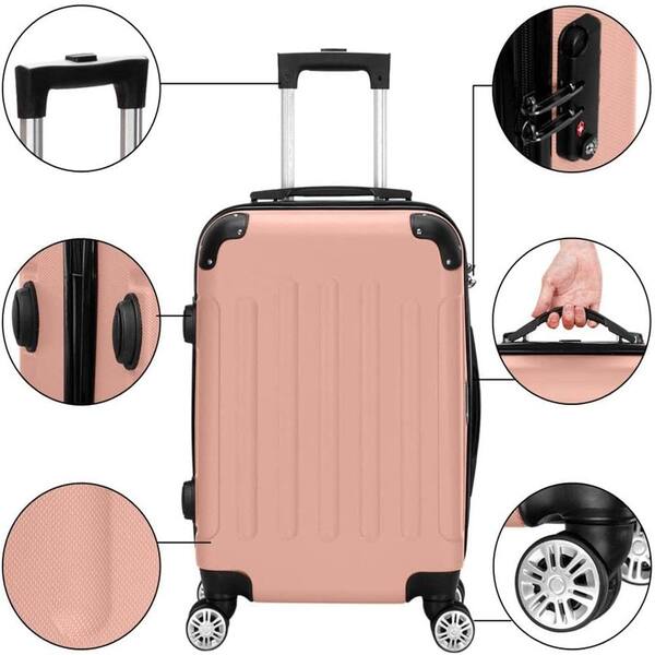 Winado 3-Piece Rose Gold Portable Traveling Spinner Luggage Set 