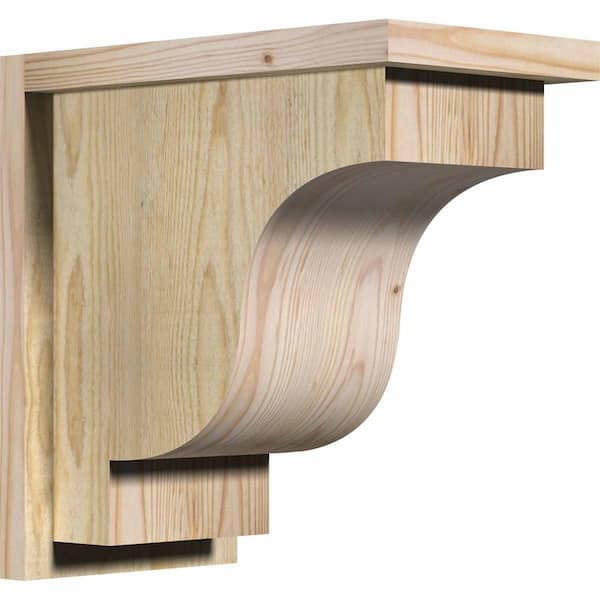 Ekena Millwork 8 in. x 14 in. x 14 in. Newport Rough Sawn Douglas Fir Corbel with Backplate