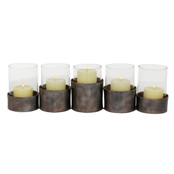 Litton Lane Black Metal Modern Candle Holder