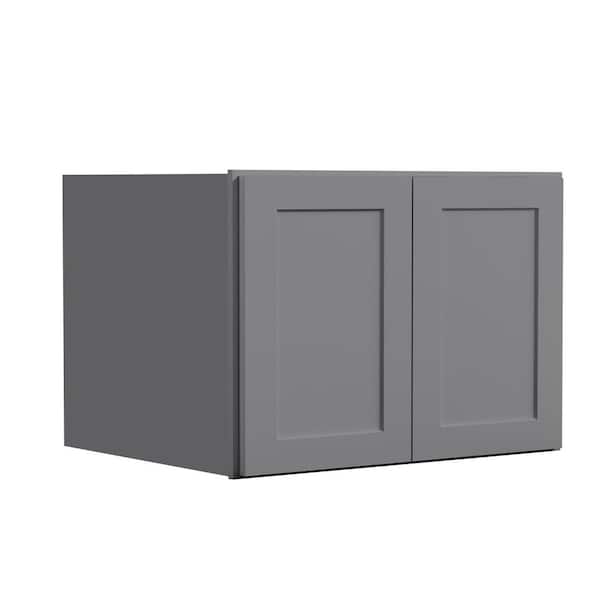 Hausvita 33 in. W x 24 in. D x 24 in. H in Shaker Grey Plywood Ready to Assemble Kitchen Wall Cabinets with 2 Doors