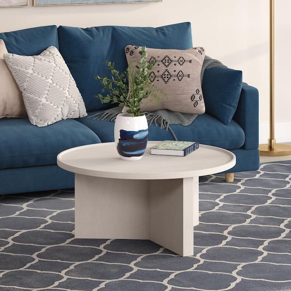 Meyer&Cross Gunnar 32 in. Alder White Round MDF Top Coffee Table