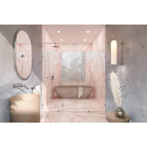 Stellar 78.25 in. W x 78 in. H Glass Hinged Pivot Frameless 3-Panel Inline Shower Door in Chrome