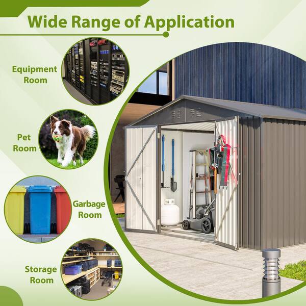 10 x 8 ft. Outdoor Storage Shed, All Weather Metal Sheds 10 x 8 ft. Outdoor Storage Shed, All Weather Metal Sheds