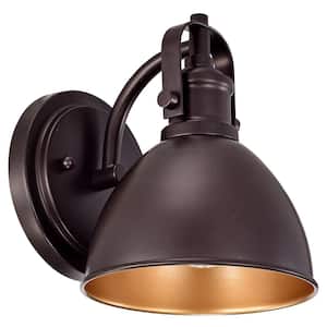 7.5 in. H Oil Rubbed Bronze Indoor Decorative Wall Sconce with Metal Shade