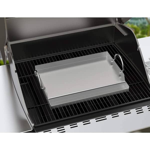only fire Stainless Steel BBQ Cooking Griddle, Universal Flat Top Griddle  with 2 Handles for Most Gas Grills, 12.5×16