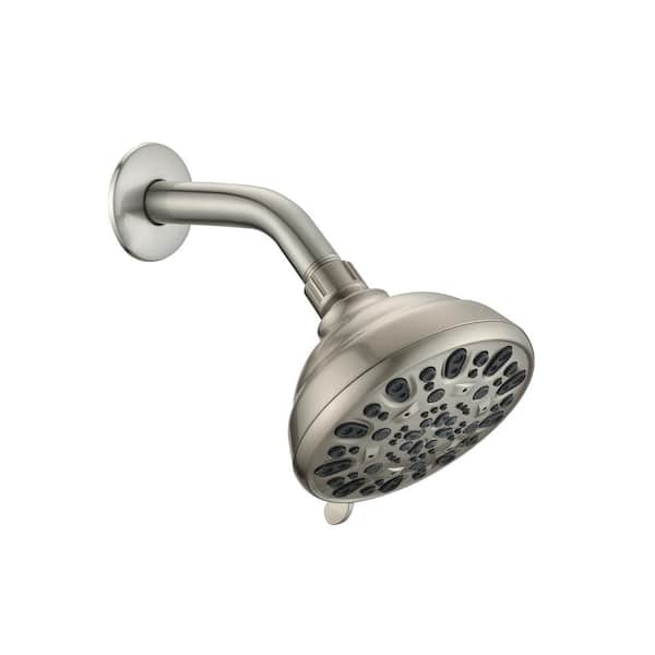 PERLIRIA INC 6-Spray Patterns with 1.8 GPM 4.72 in. Wall Mount Rain Fixed Shower Head in Brushed Nickel