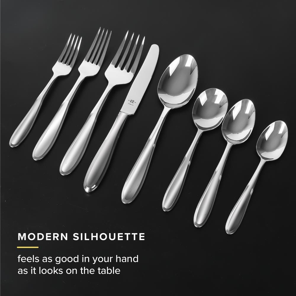 26-Piece Polished Stainless Steel Flatware Set with Beveled Edges
