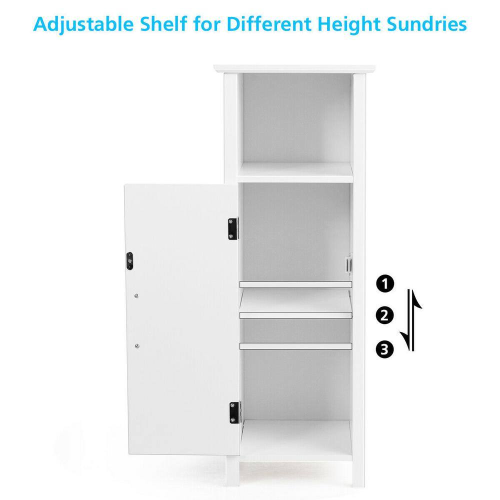 White MDF Freestanding Cabinet with Adjustable Shelf