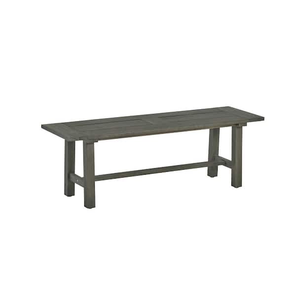 Best Quality Furniture Richard Rustic Gray Wood Outdoor Stool Dining Bench 16 in. Single Bench.