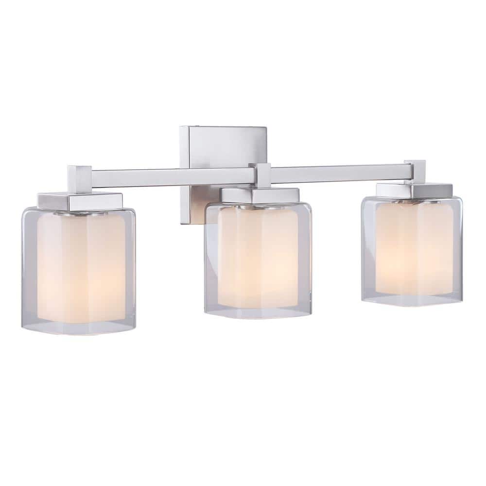 Satin Nickel 24" Vanity Light with Clear Glass Shades
