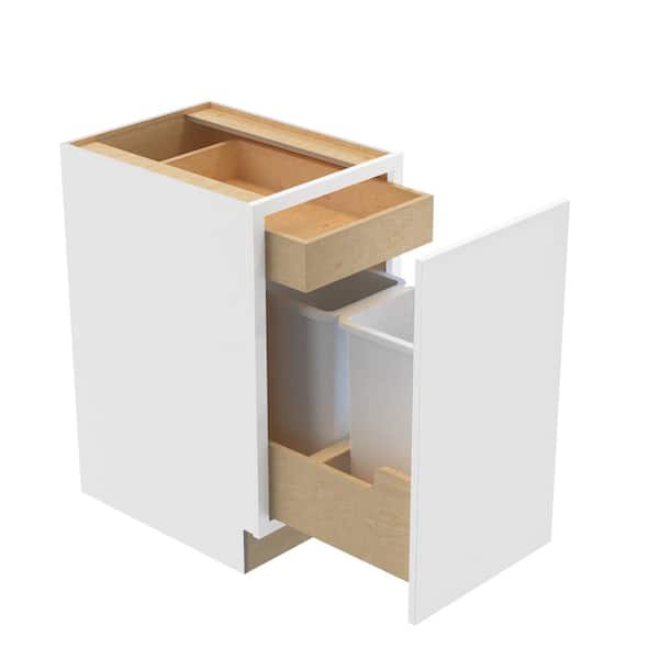 Hargrove 21 in. W x 24 in. D x 34.5 in. H Assembled Plywood Trash Can Kitchen Cabinet in Vesper White with Soft Close