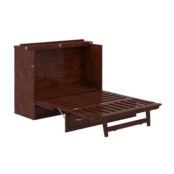 AFI Vivian Walnut Brown Solid Wood Frame Full Murphy Bed with Built-in Charging Station