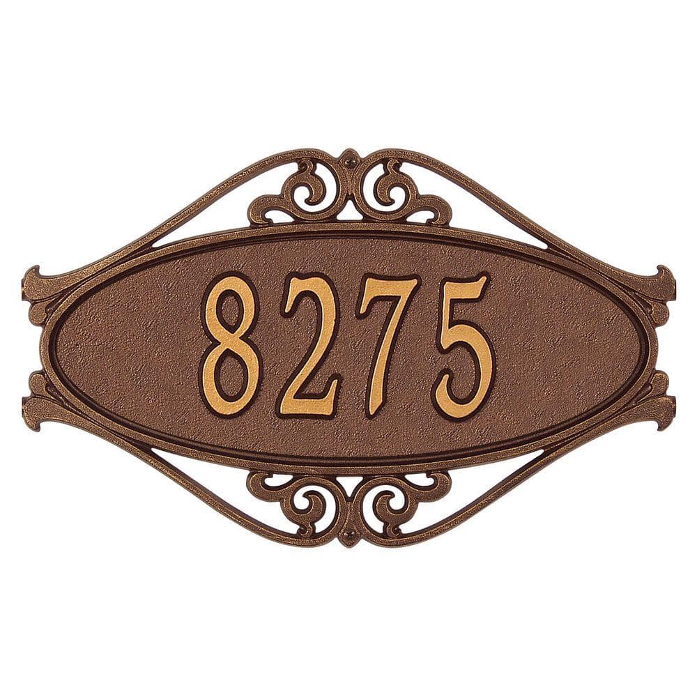 Whitehall Products Hackley Fretwork Oval Antique Copper Standard Wall One  Line Address Plaque 5505AC - The Home Depot