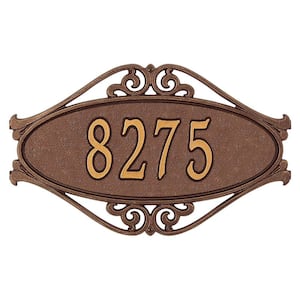 Hackley Fretwork Oval Antique Copper Standard Wall One Line Address Plaque