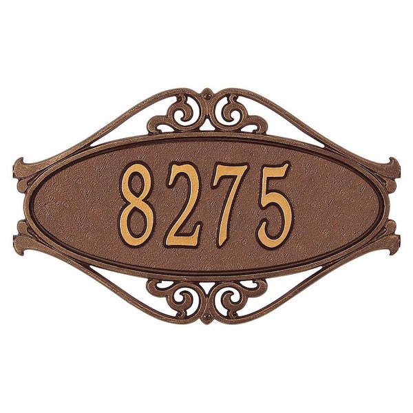 Whitehall Products Hackley Fretwork Oval Antique Copper Standard Wall One Line Address Plaque