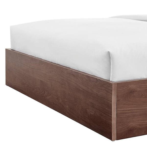 Reclina Walnut Upholstered Lift-Up Storage Bed - King