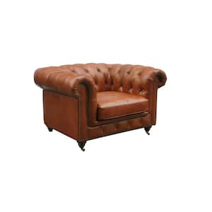 Chester Bay Brown Leather Tufted Club Chair