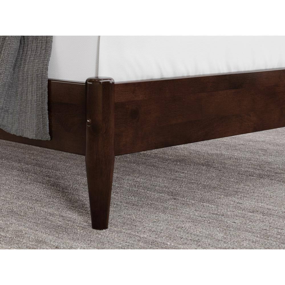 Becket Twin XL Walnut Wood Low Profile Platform Bed with Headboard