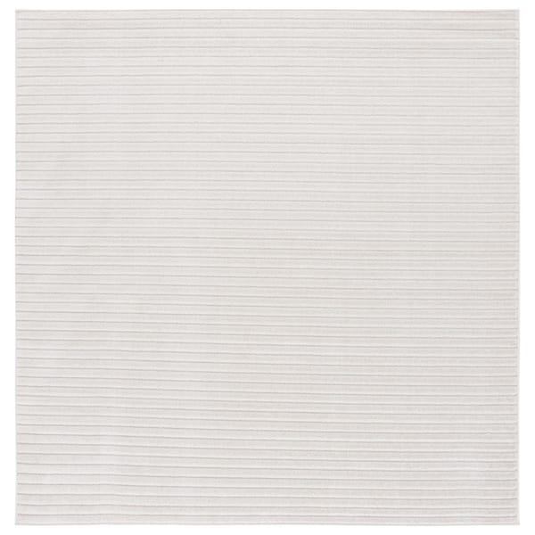 SAFAVIEH Stella Ivory 7 ft. x 7 ft. Solid Striped Indoor/Outdoor Square Area Rug