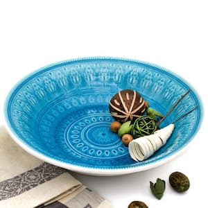 Fez Turquoise Crackle-Glaze Serving Bowl