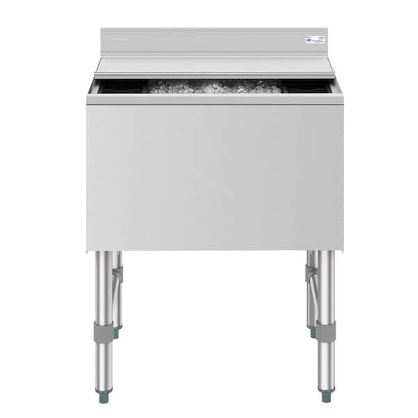 24 in. Commercial 1-Compartment Underbar Ice Bin with Siding Lid in Stainless Steel