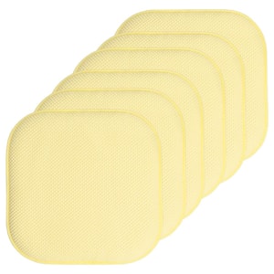 Yellow, Honeycomb Memory Foam Square 16 in. x 16 in. Non-Slip Back Chair Cushion (6-Pack)