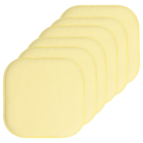 Sweet Home Collection Yellow, Honeycomb Memory Foam Square 16 in. x 16 in. Non-Slip Back Chair Cushion (6-Pack)