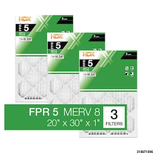 20 in. x 30 in. x 1 in. Standard Pleated Furnace Air Filter FPR 5, MERV 8 (3-Pack)