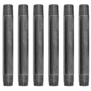 1/2 in. x 7 in. Black Industrial Steel Grey Plumbing Nipple (6-Pack)