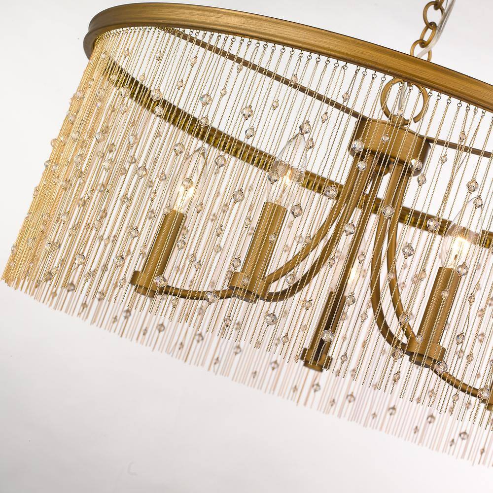 Peruvian Gold 25" Crystal Bead 5-Light Chandelier