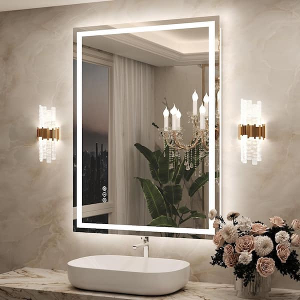 40 in. W x 30 in. H Rectangular Frameless Front Back Lighted Anti-Fog Wall Bathroom Vanity Mirror, Tempered Glass, ETL
