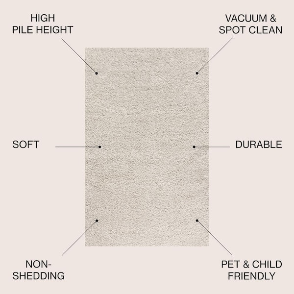 JONATHAN Y Mercer Shag Plush Cream 8 ft. x 10 ft. Area Rug MCR106D