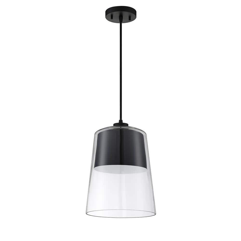 Caladon Mini Drum Black Satin Nickel 1-Light Pendant with Clear Glass Shade