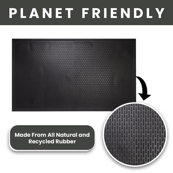 Lavex 3' x 5' Heavy-Duty Black Rubber Anti-Fatigue Floor Mat with