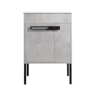 24 in. W x 18 in. D x 35 in. H Freestanding/Wall-Mounted Single Bath Vanity in Cement Grey with White Ceramic Top