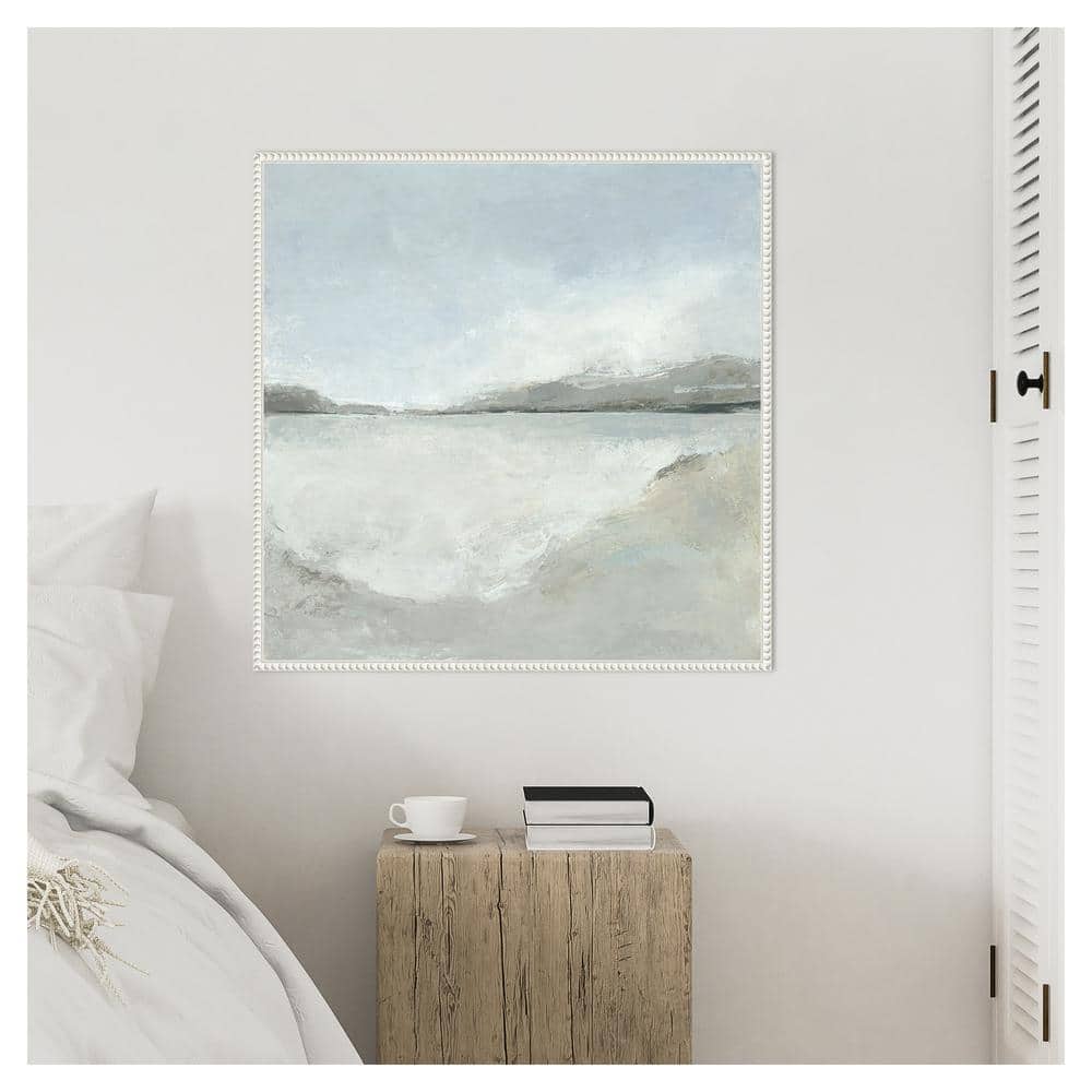 Subtle Coastal 30"x30" White Framed Canvas Wall Art