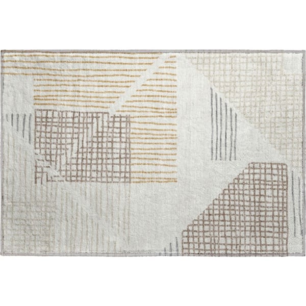 Mayfield Premium Machine Washable Abstract AMF2270 Ivory 2 ft. x 3 ft. Accent Rug
