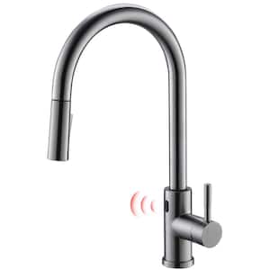 Single Handle Touchless Pull Out Sprayer Kitchen Faucet in Brushed Nickel (Deckplate and Batteries Not Included)