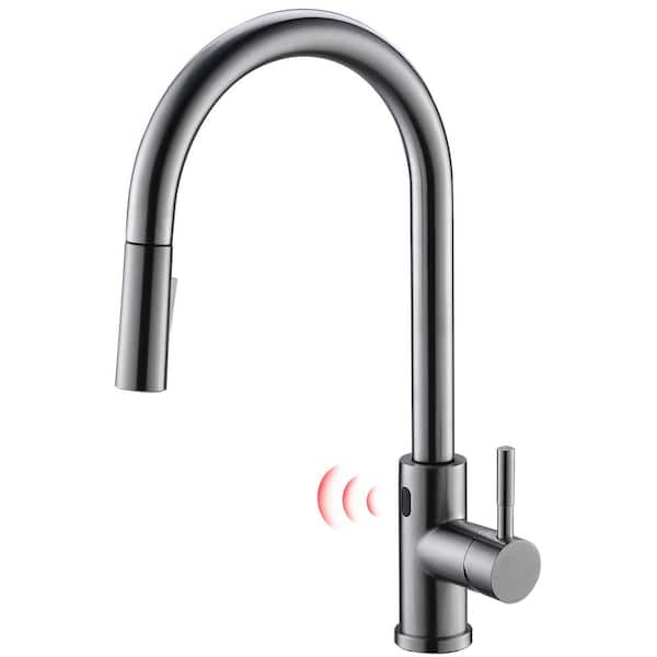 Boyel Living Single Handle Touchless Pull Out Sprayer Kitchen Faucet in Brushed Nickel (Deckplate and Batteries Not Included)