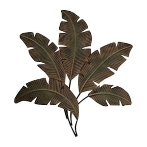 Green and Brown Metal Wall Decor Palm Leaf
