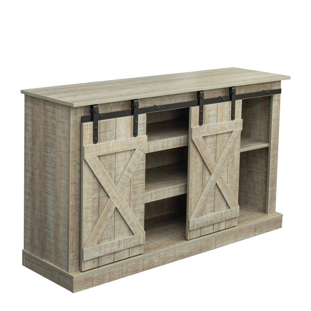 53.9 in. W x 15.5 in. D x 31.9 in. H Bathroom Gray Linen Cabinet
