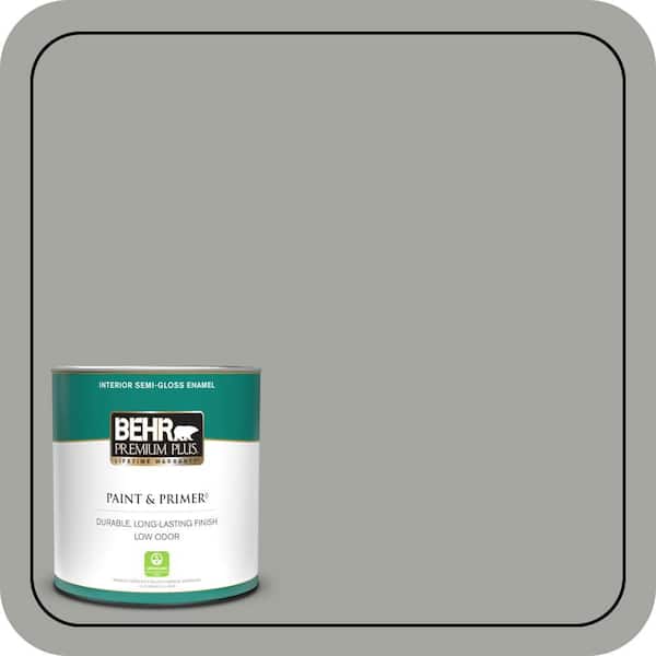 BEHR PREMIUM PLUS 1 qt. #PPU24-18 Great Graphite Semi-Gloss Enamel Low Odor Interior Paint & Primer